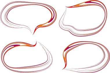 kırmızı turuncu mor soyut renkli şablon ana hatlı konuşma baloncukları ayarlandı