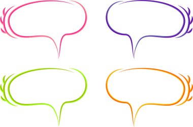 Dekoratif renkli soyut el çizimi konuşma balonu seti