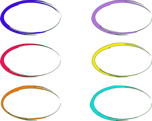various colors brush stroke abstract ovals frames set