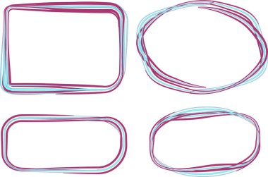 mavi pembe soyut karalama taslağı el çizimi çerçeveler ayarlandı