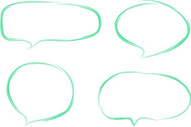 yeşil nane rengi soyut el çizimi diyalog bulutları