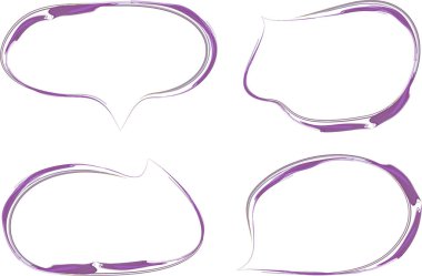 mor renkli soyut dekoratif el çizimi konuşma baloncukları