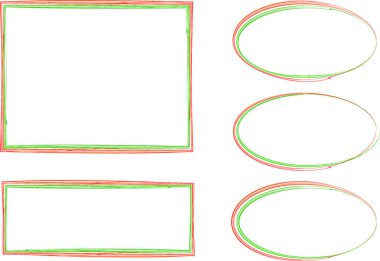 parlak kırmızı yeşil renkli soyut çerçeveler çizgi sanat koleksiyonu şekilleri