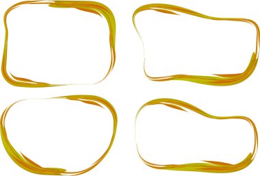 turuncu yeşil renkli dekoratif sanat çerçeveleri koleksiyon şekilleri