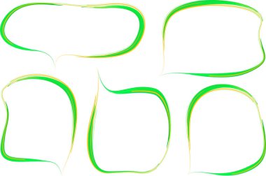 yeşil turuncu renkli soyut sanat konuşma baloncukları seti