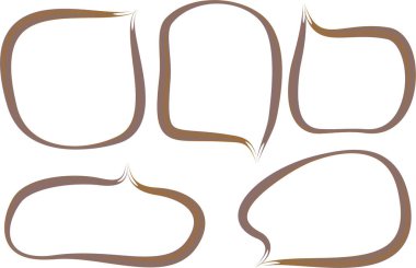 Açık kahverengi kahve renginde fırça darbesi konuşma baloncukları seti