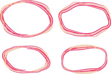 Pembe turuncu renkli soyut karalama el çizimi daireler