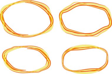 turuncu sarı renkli soyut karalama el çizimi daireler