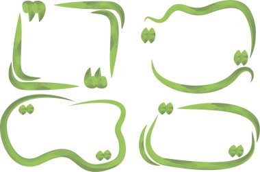 Zeytin yeşili renkli, kalın ana hatları yaratıcı el çizimi tırnak içinde çizilmiş çerçeveler.