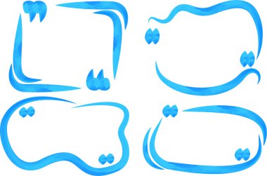 mavi renkli, kalın ana hatlı yaratıcı el çizimi tırnak içinde çizilmiş çerçeveler