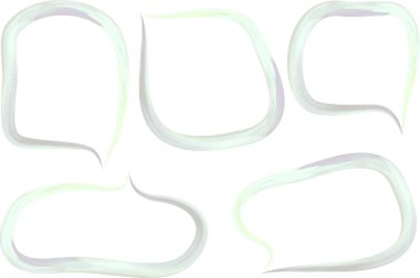 Açık renkli gri, yeşil, kalın, dış hatlı konuşma baloncukları.