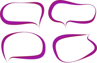 mor renkli dekoratif kalın ana hatlı konuşma baloncukları seti