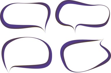 Koyu mavi, gri, dekoratif, kalın ana hatlı konuşma baloncukları.