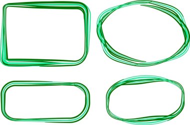 yeşil renkli soyut karalama taslağı el çizimi çerçeveler ayarlandı