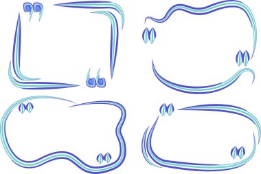 mavi turkuaz renk soyut çizgi deseni farklı tırnak çerçeveleri