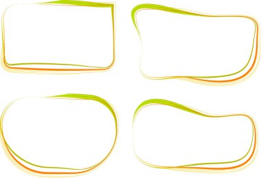 Açık yeşil turuncu kavisli çerçeve koleksiyonu şekillendirir