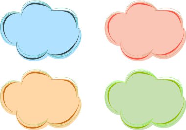 Pastel renkli soyut sanat ana hatları metin kutusu şekilleri bulutlar