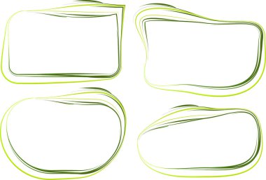 parlak yeşil renkli kıvrımlı çizgi çerçeve şekilleri ayarlandı