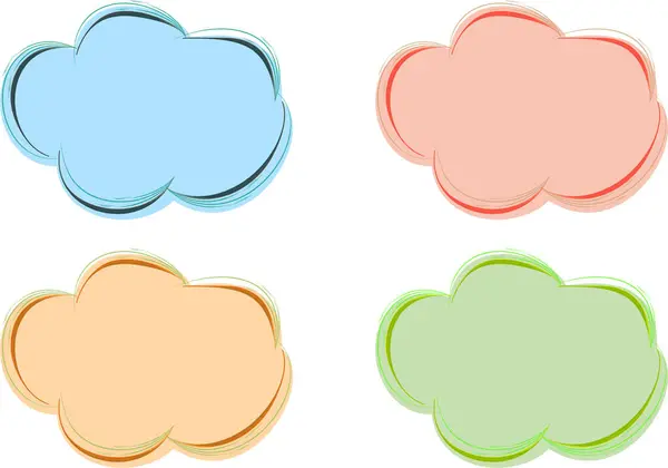 Pastel renkli soyut sanat ana hatları metin kutusu şekilleri bulutlar