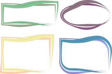 Pastel renkler soyut eğri dış hatlar çerçeve şekilleri koleksiyon