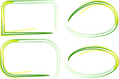 sarı yeşil renkli soyut sanat çizgileri çerçeve şekilleri koleksiyon