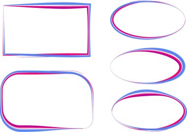 mavi pembe renkli dekoratif çizgi çerçeve seti