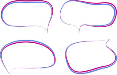 pembe mavi renkli dekoratif sanat çizgileri konuşma baloncukları seti