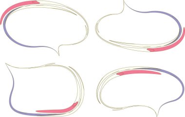 Pastel renkli, yaratıcı, soyut ana hatlı konuşma baloncukları.