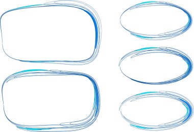 mavi renk soyut karalama sanat çizgisi karalama çerçeveleri ayarlandı