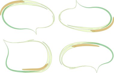 Pastel yeşil, sarı renkli, yaratıcı, soyut ana hatlı konuşma baloncukları.