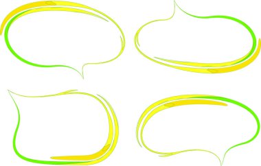 sarı yeşil renkli, yaratıcı, soyut ana hatlı konuşma baloncukları seti