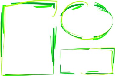 yeşil renkli, soyut ve soyut çizim kalıpları.