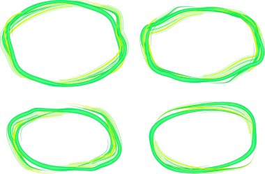 soyut yeşil renkli sanat çizgileri karalama çemberleri seti
