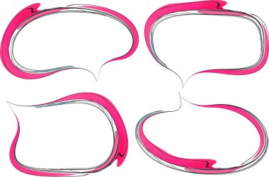 yaratıcı soyut pembe siyah renkli sanat karalama konuşma baloncukları seti