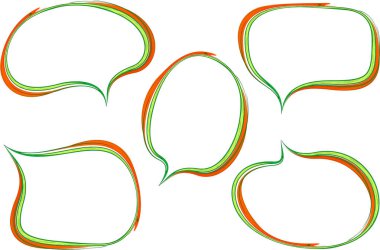 turuncu yeşil renkli konuşma baloncukları seti