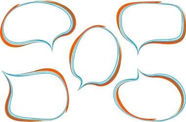 turuncu mavi renkli konuşma baloncukları seti