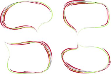 koyu kırmızı açık yeşil renkli dekoratif vuruş şekli konuşma baloncukları ayarlandı