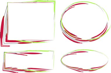 kırmızı yeşil soyut dekoratif çizim desen çerçeveleri