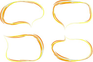 turuncu renkli dekoratif vuruş şekli konuşma baloncukları ayarlandı