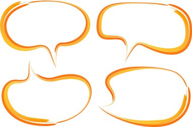 turuncu sarı renkli soyut dekoratif sanat vuruşu konuşma baloncukları seti