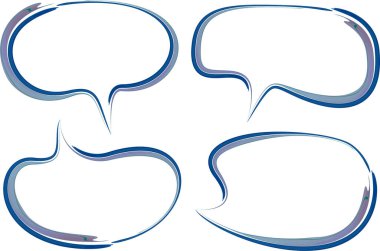 mavi gri renkli soyut dekoratif sanat vuruşu konuşma baloncukları seti