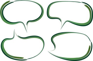 koyu yeşil renkli soyut dekoratif sanat vuruşu konuşma baloncukları seti