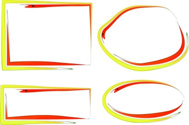 kırmızı sarı soyut özet çizgi film tarzı çerçeve seti