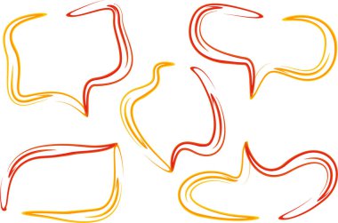 kırmızı turuncu renkli soyut tasarım konuşma baloncukları seti