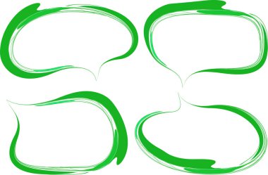 yaratıcı soyut yeşil renkli sanat karalama konuşma baloncukları seti