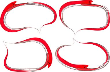 yaratıcı soyut kırmızı renkli sanat karalama konuşma baloncukları seti