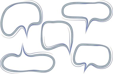 Gri mavi renkli soyut tarz yaratıcı konuşma baloncukları seti