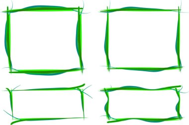 yeşil renkli karalama çizgileri elle çizilmiş soyut çerçeveler