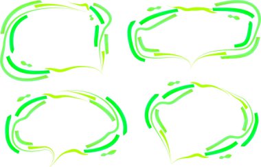 yeşil renkli soyut noktalı çizgi karalama konuşma baloncukları ayarlandı