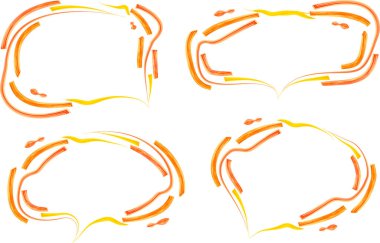 turuncu sarı renkli soyut noktalı çizgi karalama konuşma baloncukları ayarlandı